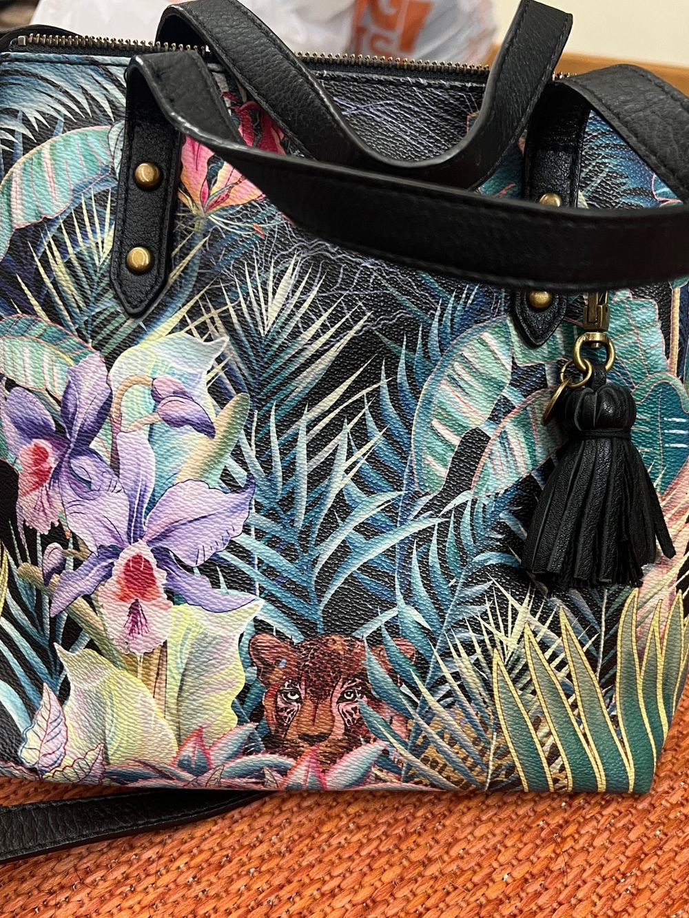 The Sak Sophie Jungle Cat Print Convertible Leather Crossbody Bag - EUC
